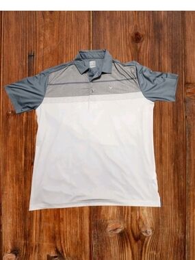 Callaway Gray and White Performance Polo